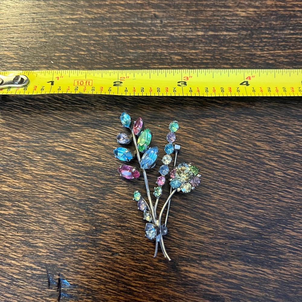 Vintage Rhinestone Flower Costume Brooch Collection - Picture 6 of 6